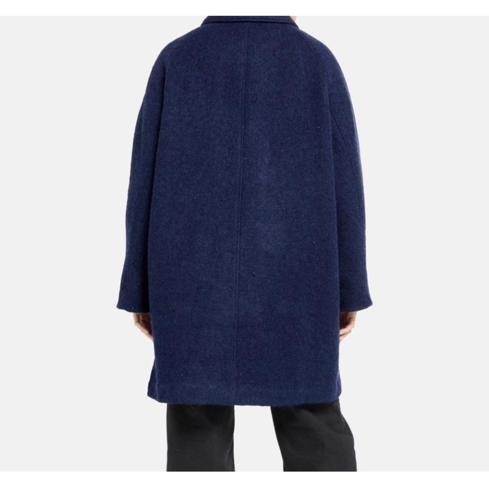 $495 American Vintage Navy Blue Wool Coat Oversized Collar Button Front XS S - Picture 3 of 8